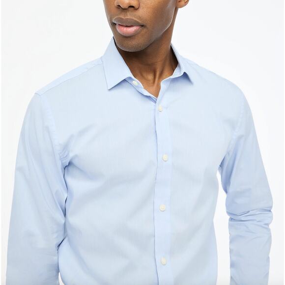J.Crew Slim Performance Dress Shirt Classic Blue Eoe Cotton Blend Large NWT - Picture 3 of 13